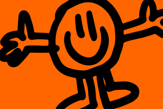 black smiley with orange background color