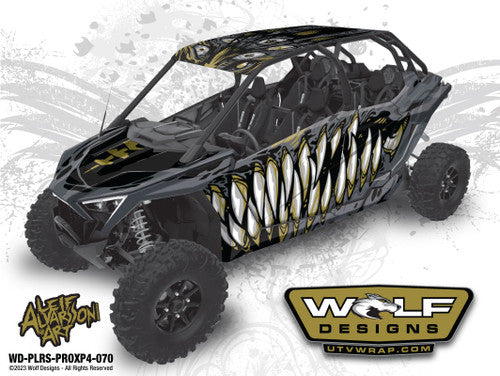 UTV > WRAP > TEETH > GRINDER > DESIGN > GREY > GOLD > LEIF ALVARSSON ART > POLARIS PRO XP 4