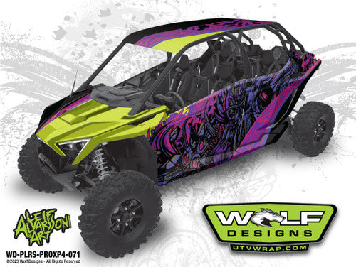 UTV > WRAP > LIME > PURPLE > SKULL > SHAMAN > LEIF ALVARSSON ART > POLARIS PRO XP 4
