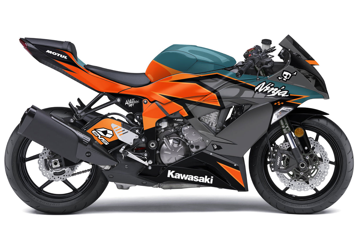 Motorcycle Wrap, race livery design on a Kawasaki Ninja 636