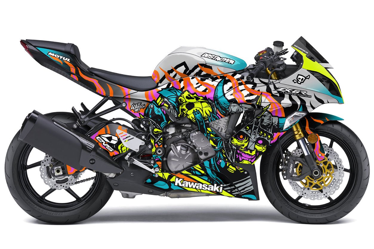 Green viking motorcycle wrap design