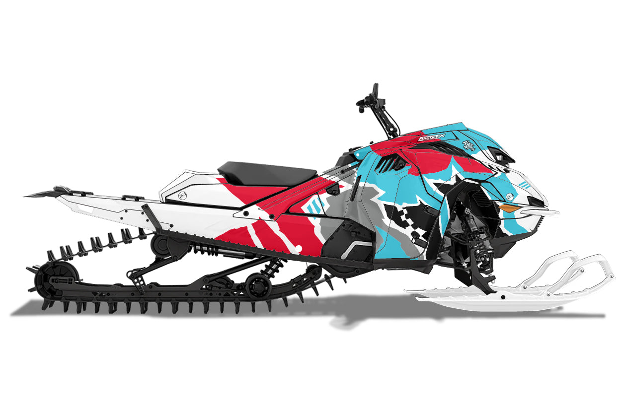 Lynx snowmobile with a ignited sled wrap with checkered flag