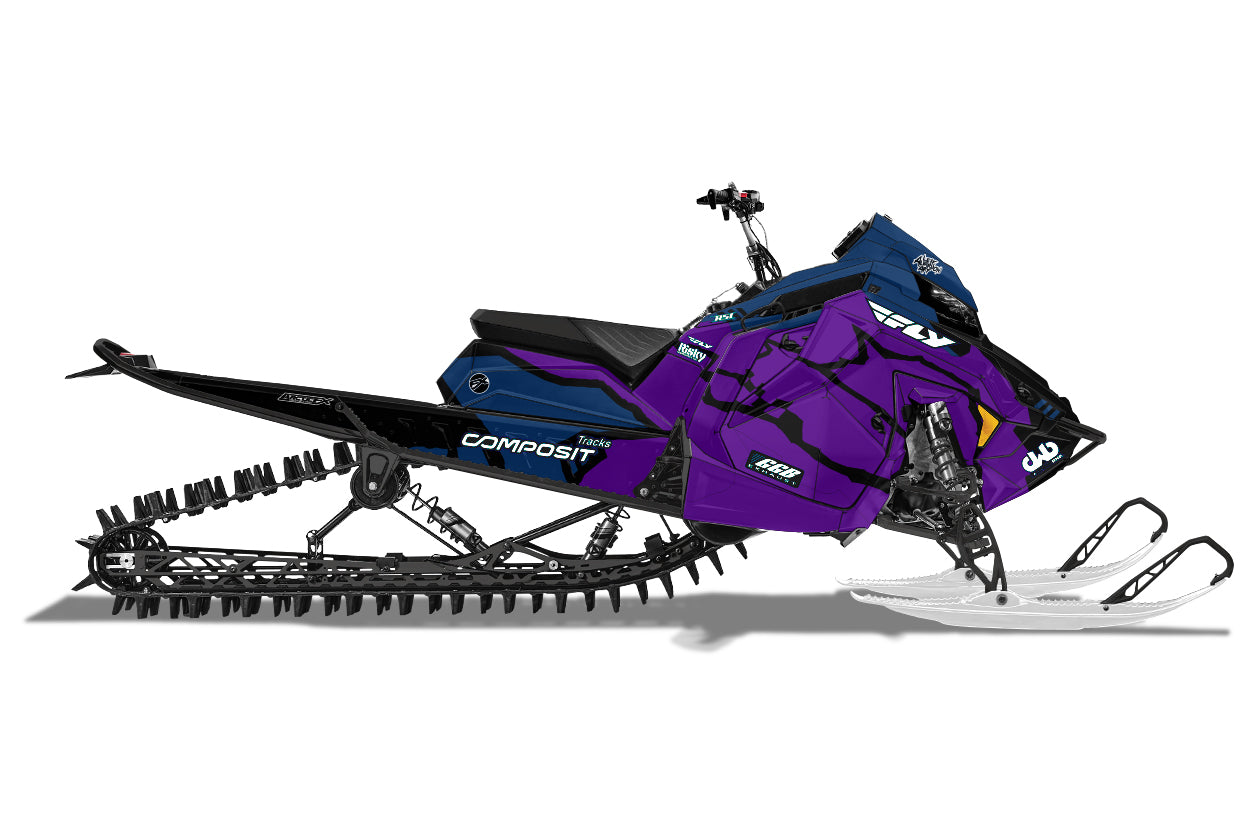 Purple checkered snowmobile wrap