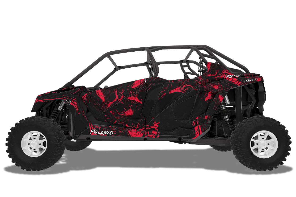 red skulls on a red rzr wrap