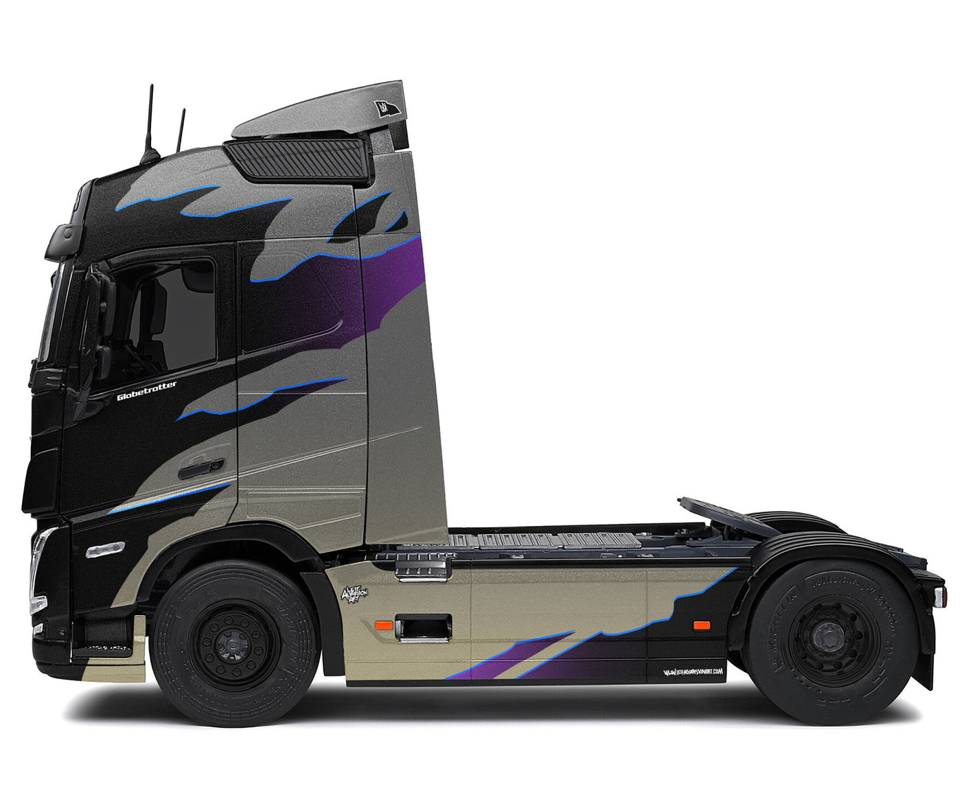 Side view of a modern truck with a sleek design on a white background