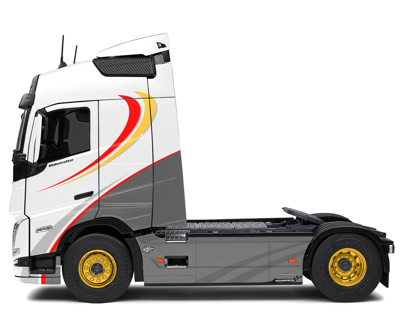 Truck with a white and gray design on a white background